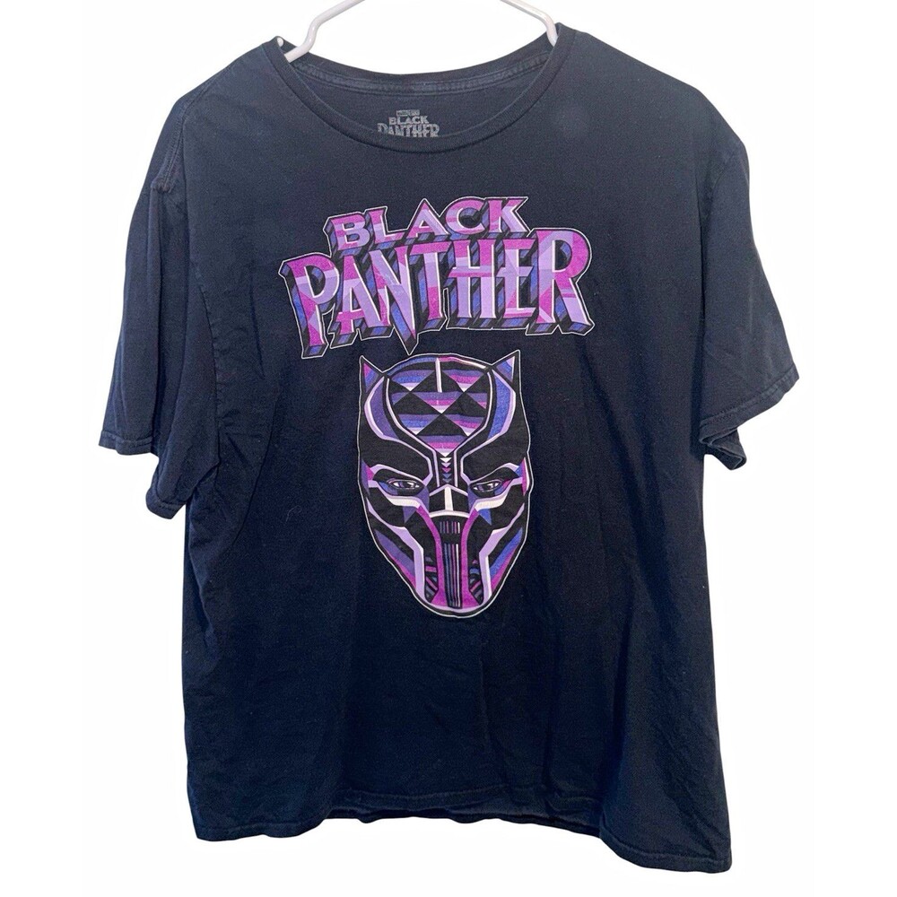 Marvel Men's Black Panther Black Graphic Print Cotton Knit T-Shirt XL